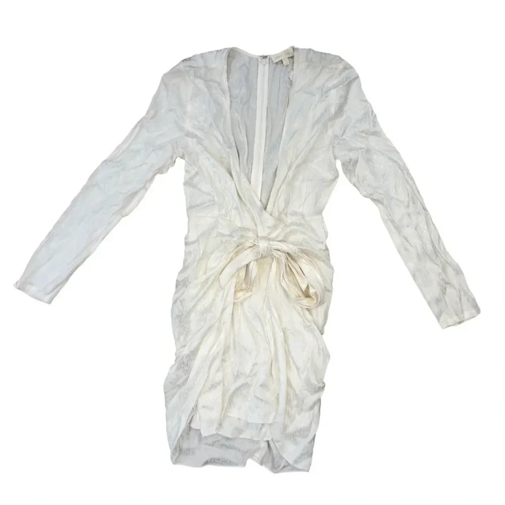 REVOLVE Ronny Kobo Marissa Tie-Waist Jacquard  Mini Dress NWT | Ivory | Size XS - Picture 4 of 10